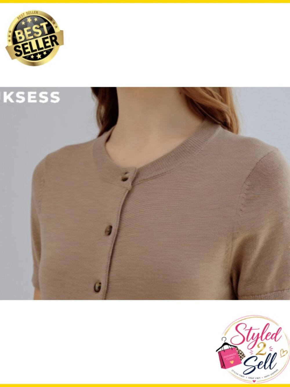 Cashmere Blend Cardigan Short Sleeve Button Up Cropped Knit Summer Sweater - Picture 6 of 6
